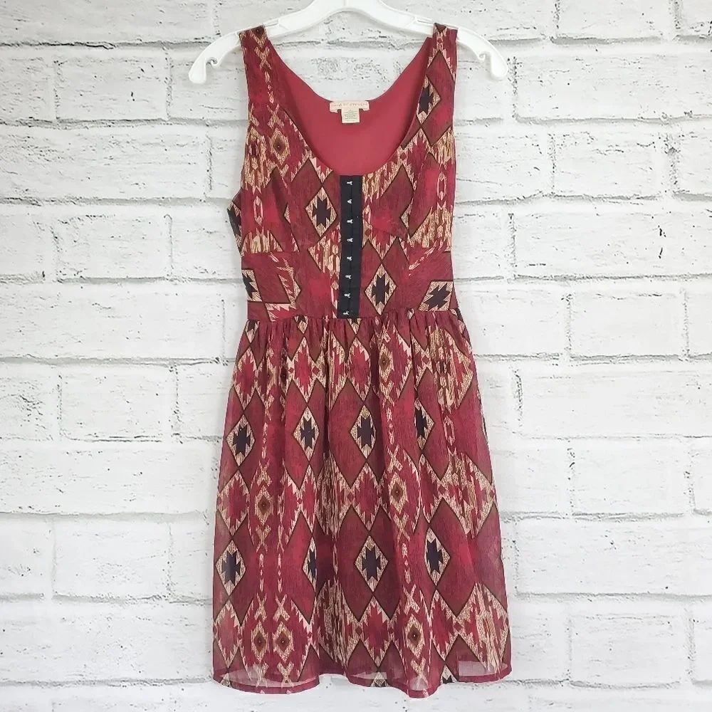 Band of Gypsies geometric India red dress mini
